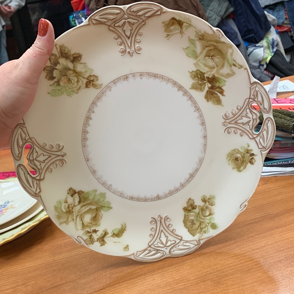 Vintage Hermann Ohme Old Ivory Floral Porcelain Plate